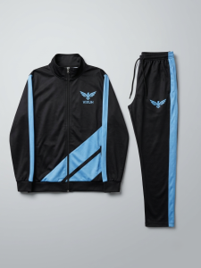 VIXUH Men’s Performance Tracksuit – Black & Light Blue Tech-Mesh Set