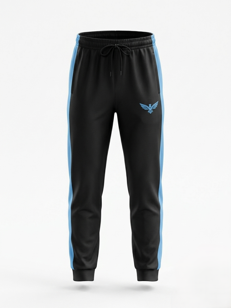 VIXUH Men’s Performance Tracksuit – Black & Light Blue Tech-Mesh Set